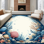 Oceanic Life With Seashells Fish Design Rug