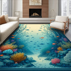Marine Coral Reef Fish Scene Rug