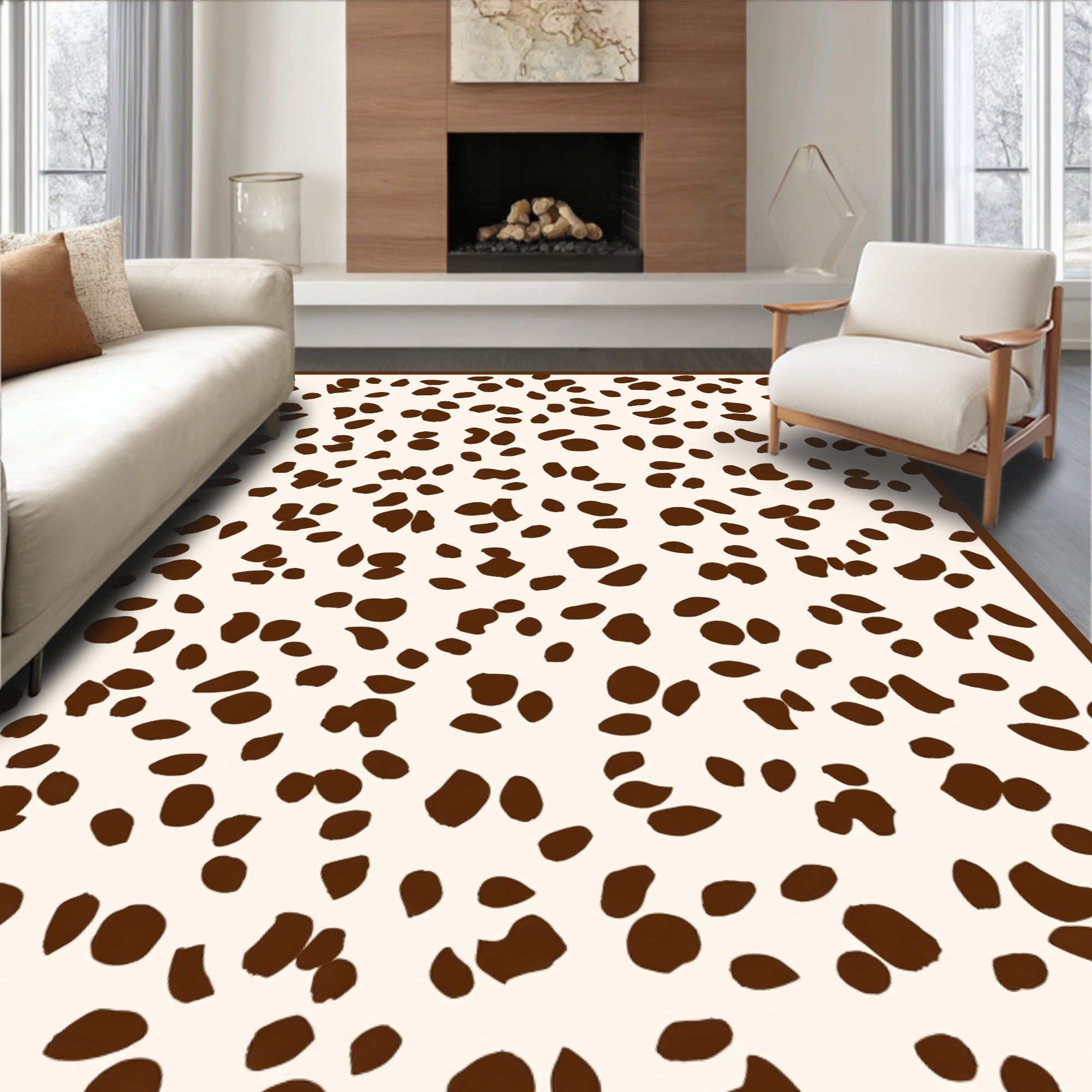 Spotted Pattern Rug with Brown Accents Rug