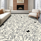 Black Cat Vine Garden Pattern Rug