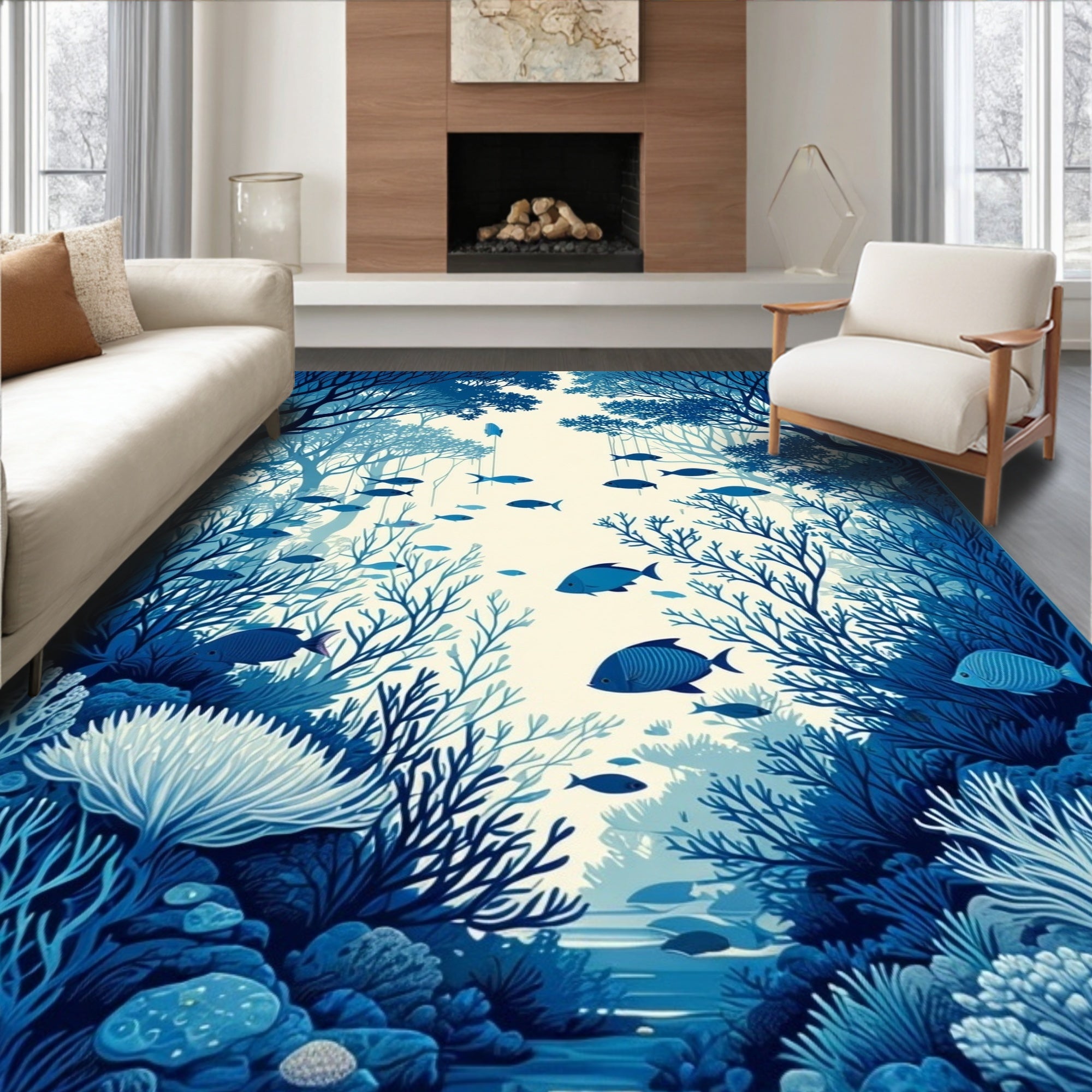 Undersea Forest With Schooling Fish Rug