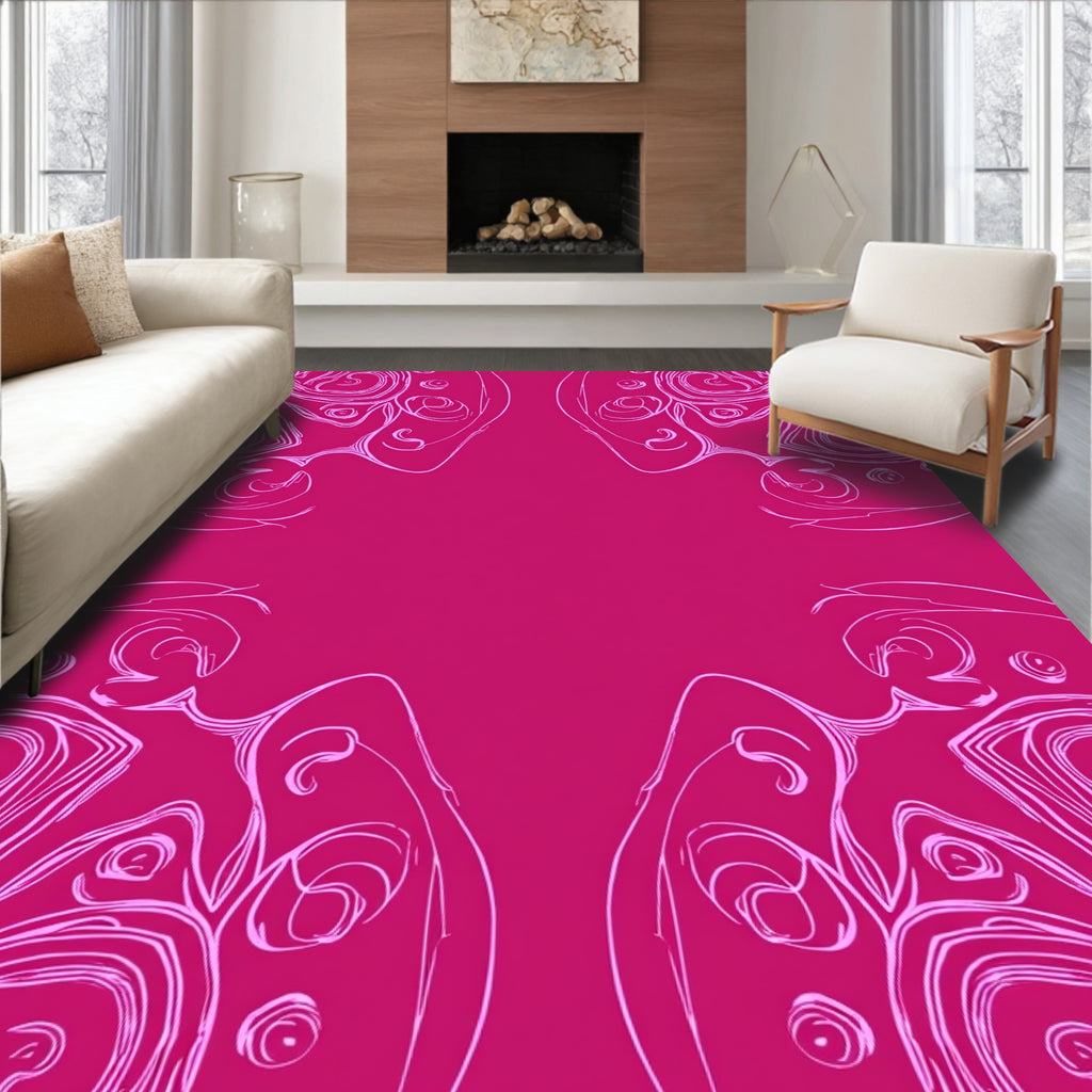 Abstract Swirls Line Art Rug