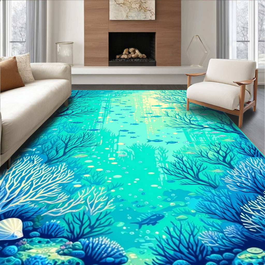 Underwater Coral Reef Fish Design Rug
