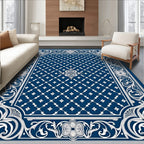 Classic Blue White Medallion Ornamental Rug