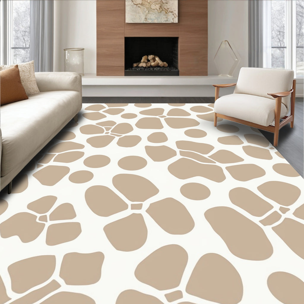 Neutral Abstract Organic Shapes Rug