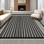 Bold Black White Stripe Design Rug