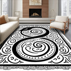 Serpent Black White Scroll Design Rug