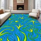 Vivid Blue Yellow Swirl Pattern Rug