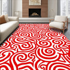 Vibrant Red Swirl Ribbon Artwork Rug