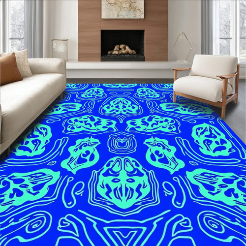 Abstract Blue Mint Organic Pattern Rug