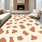 Abstract Brown Spot Pattern with Flowers Rug