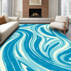Dynamic Blue Swirl Pattern Design Rug