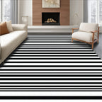 Modern Black White Stripe Design Rug