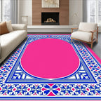 Vibrant Pink Jewel Border Oval Rug