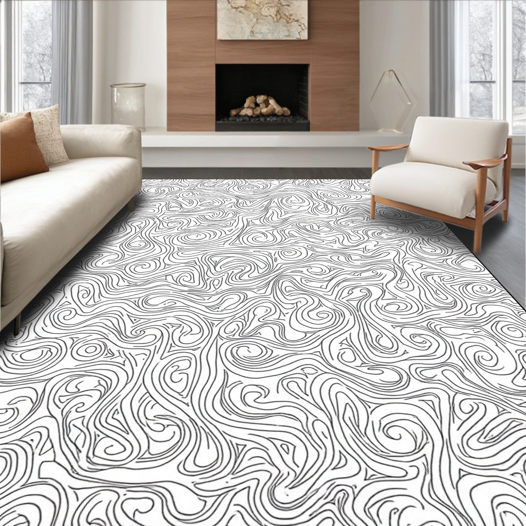 Abstract Swirl Pattern Design Rug