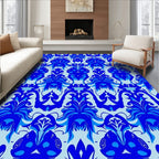Ornate Blue Baroque Style Pattern Rug