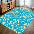 Aqua Swirls And Abstract Stars Rug
