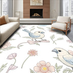 Whimsical Bird Floral Pattern Rug