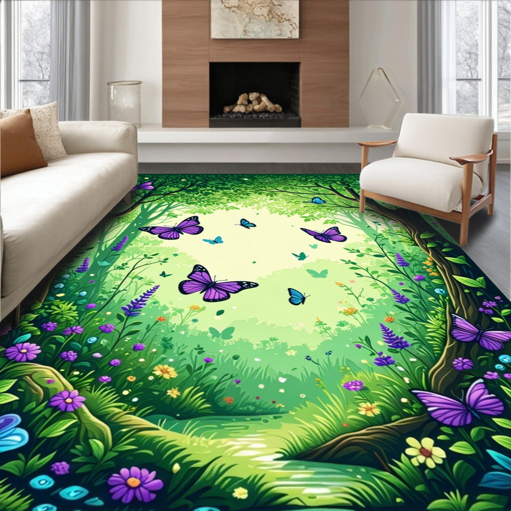 Enchanted Forest Butterfly Meadow Rug