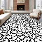Organic Black White Abstract Pattern Rug