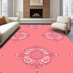 Intricate Mandala Floral Pink Pattern Rug