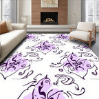 Whimsical Floral Sketch Pattern Rug