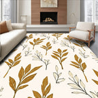 Golden Leafy Branch Pattern Rug