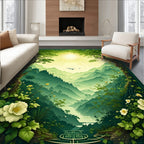 Hazy Green Mountain Serenity Floral Rug
