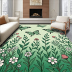 Mint Butterflies Amongst Greenery Rug