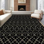 Ornate Black Gold Ornamental Design Rug