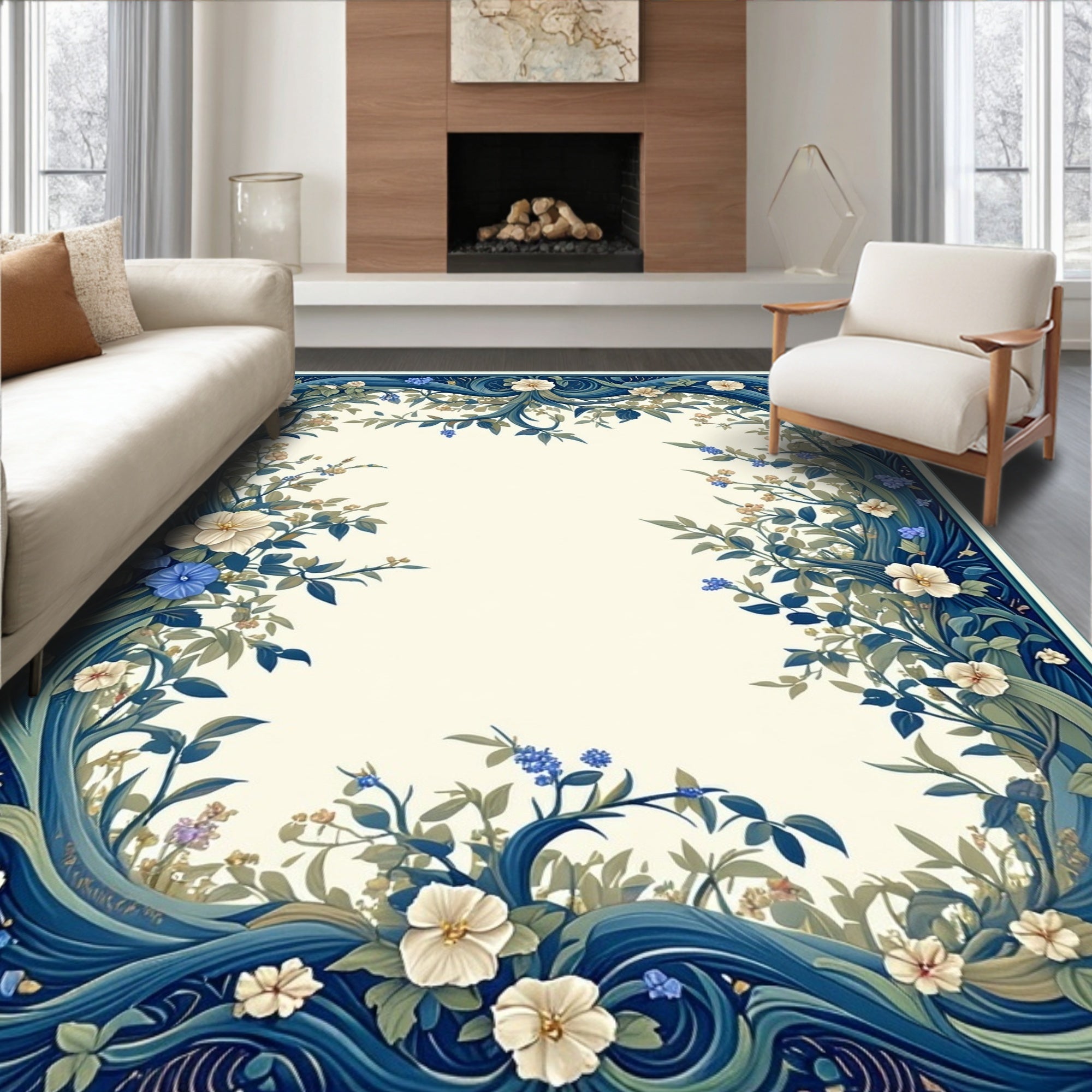 Whimsical Floral Vine Design Rug