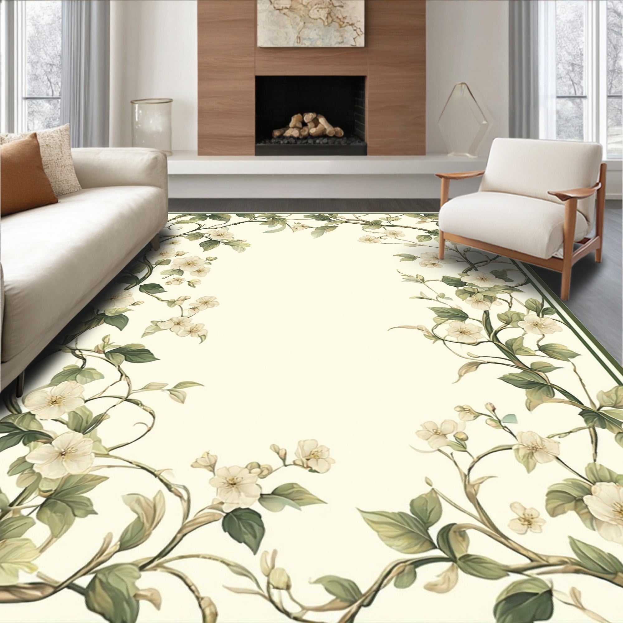 Vine Blossom Botanical Design Rug