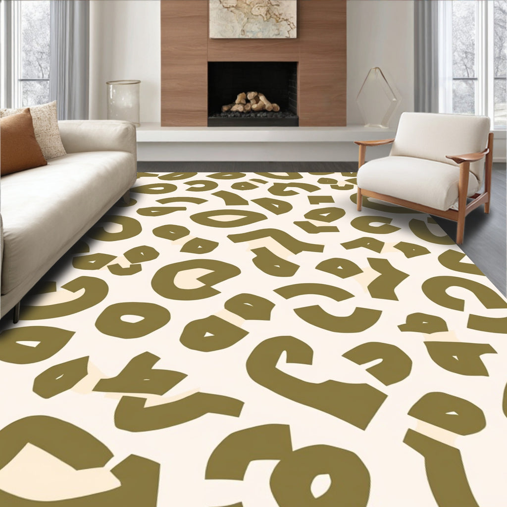 Olive Abstract Animal Print Rug