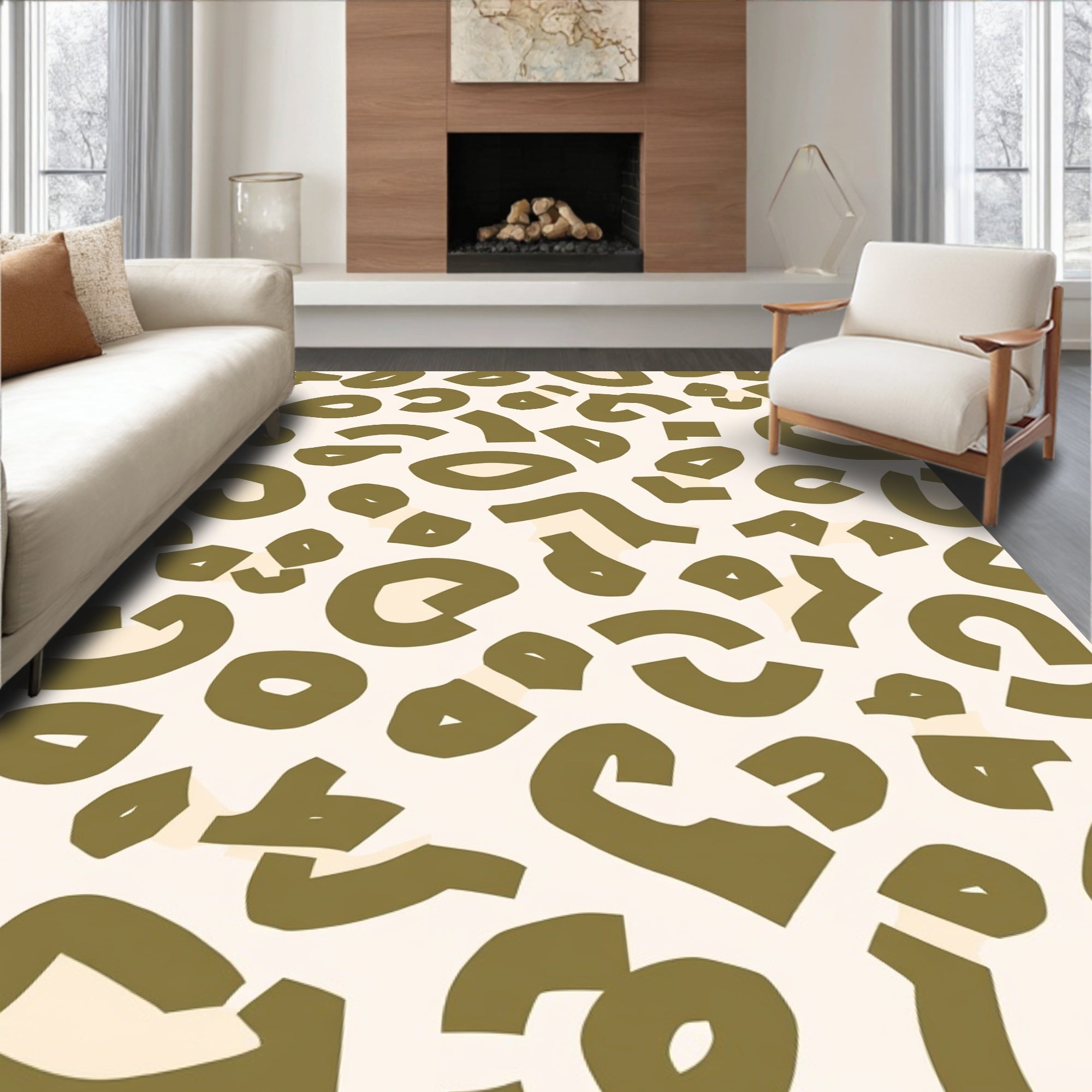 Olive Abstract Animal Print Rug