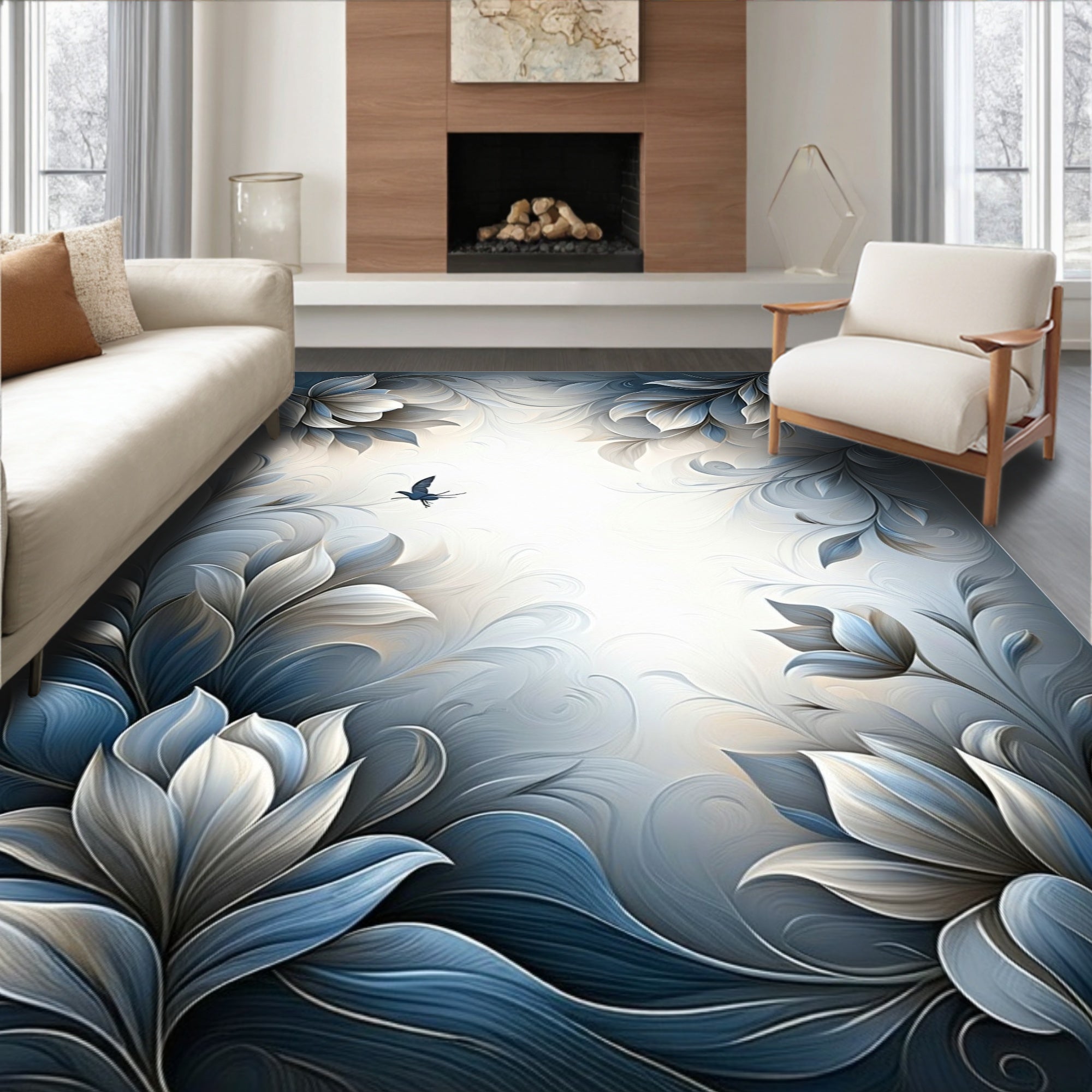Floral Abstract Art Design Rug