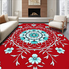 Red Floral Mandala Pattern Rug
