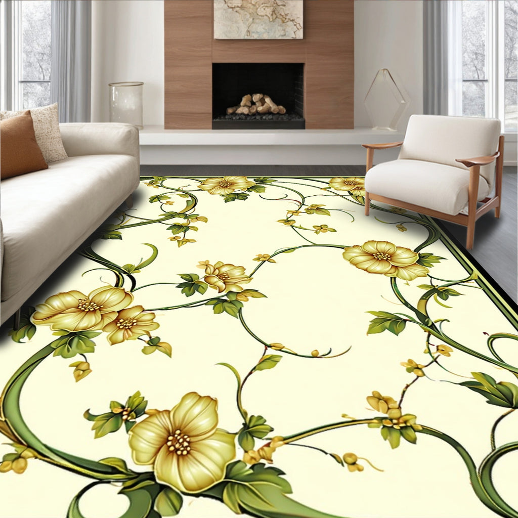 Art Nouveau Botanical Floral Scroll Rug