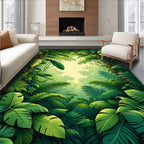 Lush Jungle Tropical Foliage Design Rug