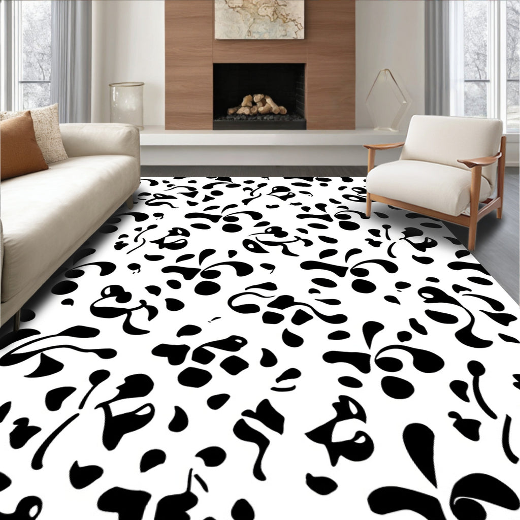 Abstract Black Spots Pattern Rug