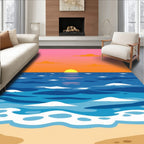 Vibrant Sunset Ocean Waves Design Rug