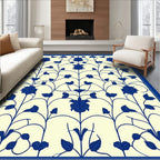 Classic Blue Floral Vine Pattern Rug