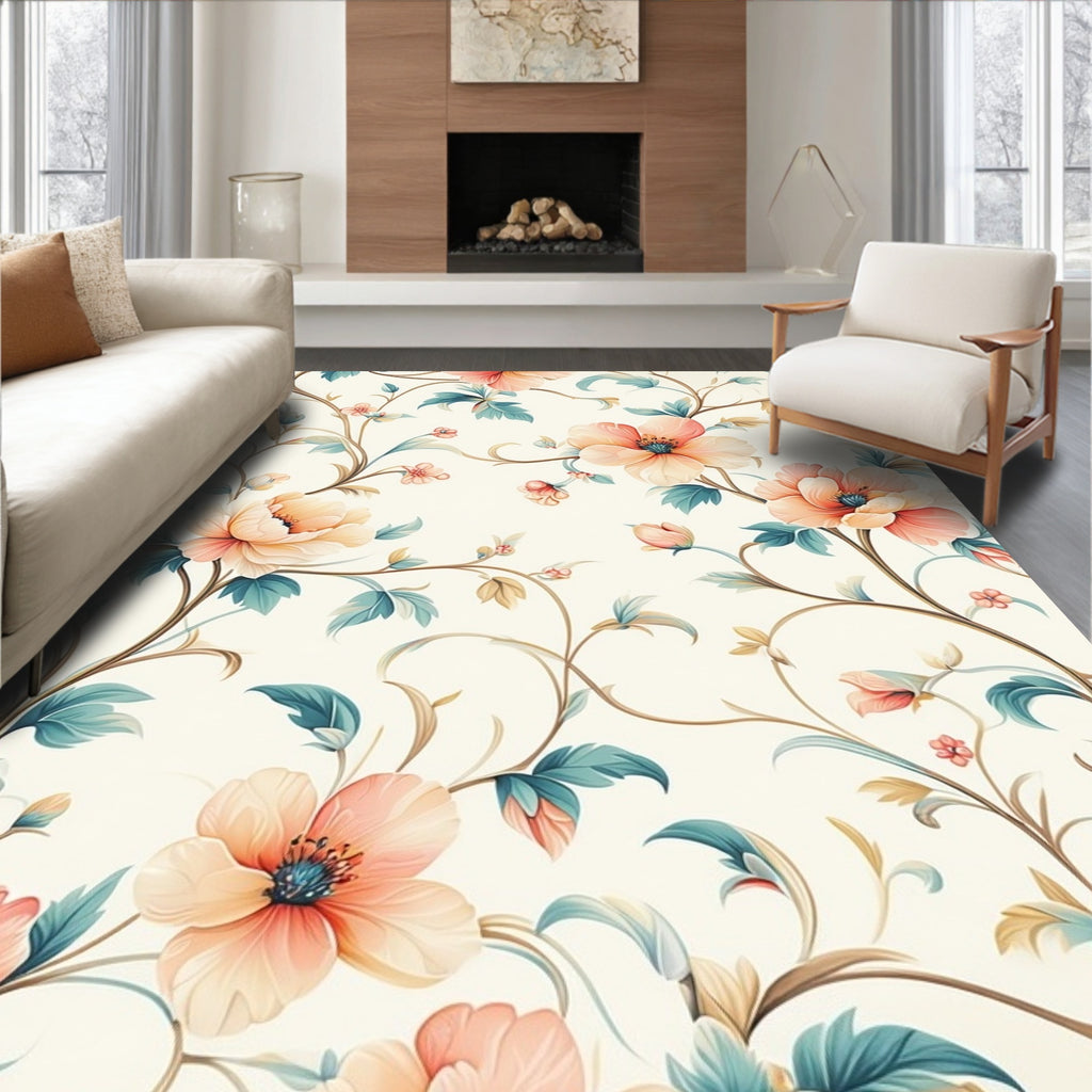 Vintage Floral Vine Pattern Rug
