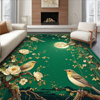 Birds Blossoms Green Chinoiserie Rug