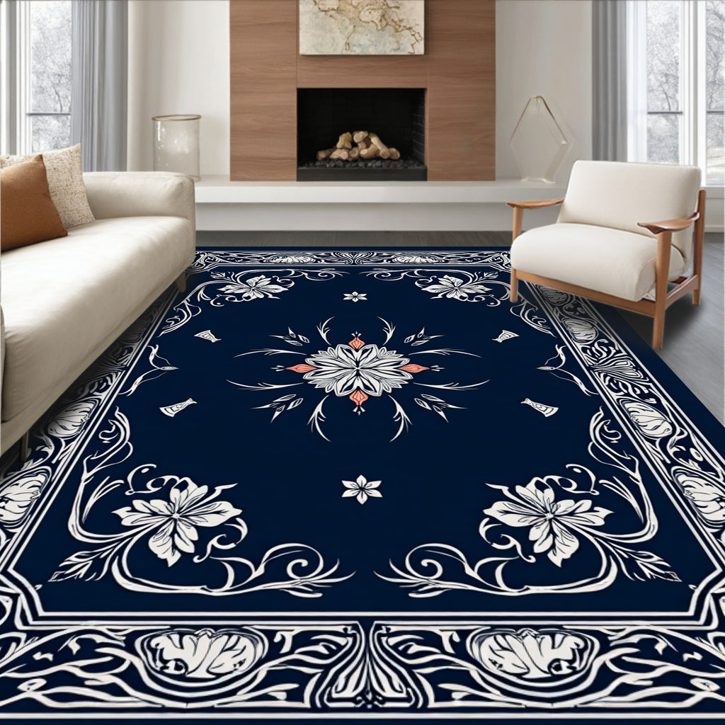 Art Nouveau Floral Border Pattern Rug