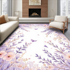Whimsical Floral Butterfly Meadow Design Rug