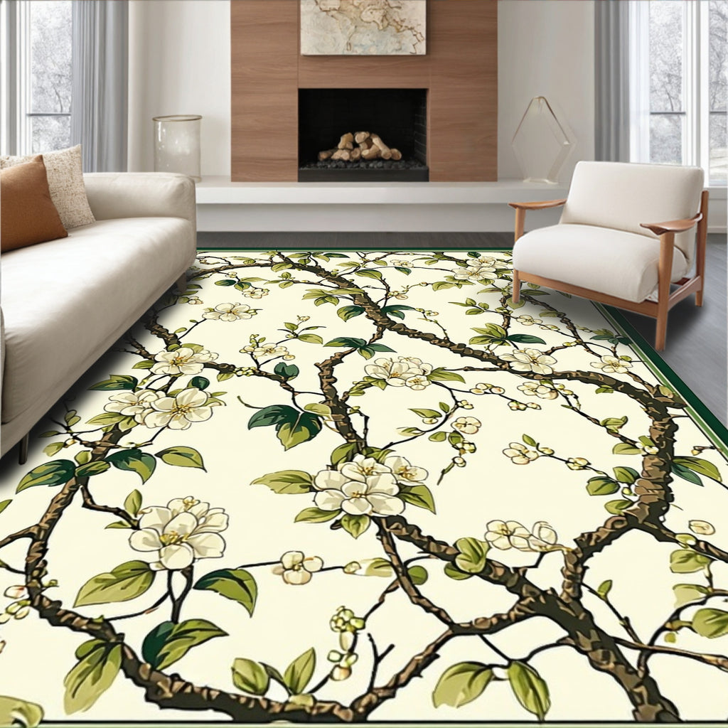 Elegant Floral Branch Pattern Rug