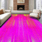 Vibrant Pink Yellow Pixelated Stripes Rug