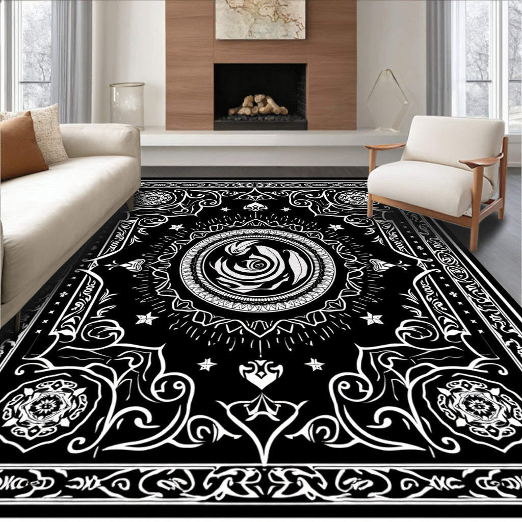 Monochromatic Intricate Mandala Pattern Rug