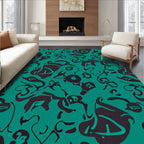 Dark Abstract Organic Pattern Rug