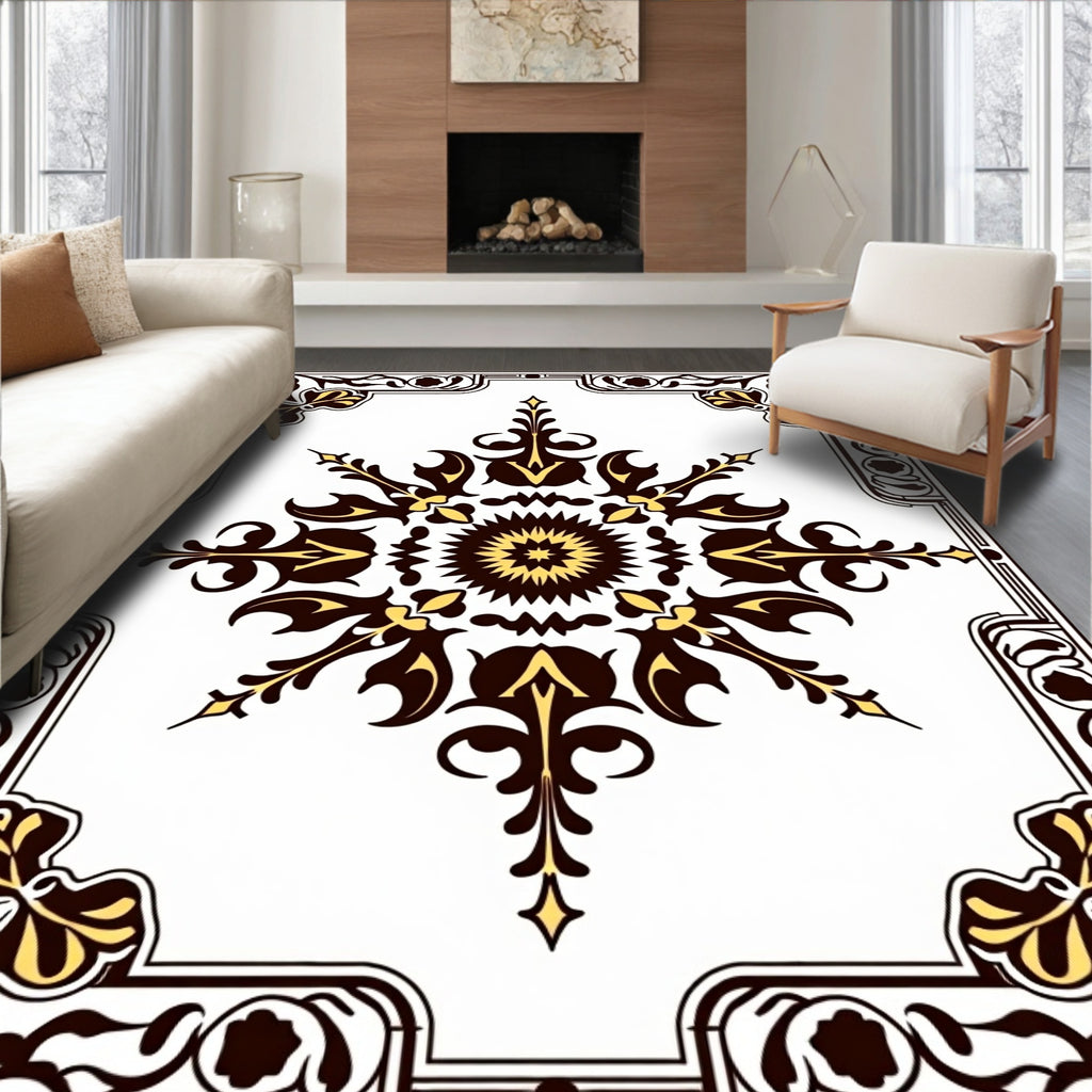 Exotic Floral Starburst Frame Rug